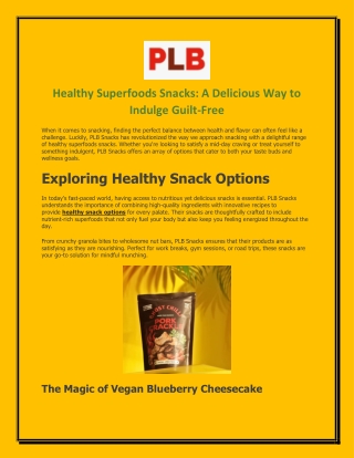 Healthy Superfoods Snacks A Delicious Way to Indulge Guilt-Free
