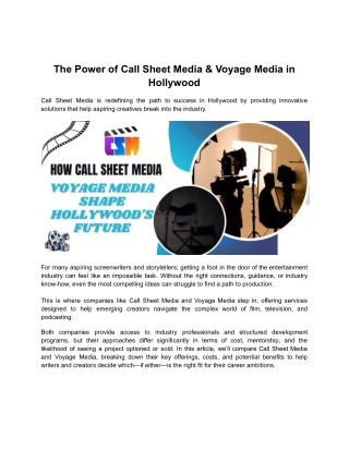 The Power of Call Sheet Media & Voyage Media in Hollywood