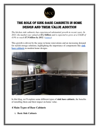 The Role of Sink Base Cabinets in Home Design and Their Value Addition