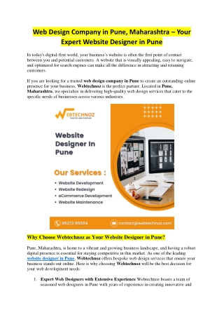 Web Design Company in Pune, Maharashtra – Your Expert Website Designer in Pune