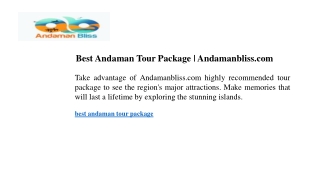 Best Andaman Tour Package Andamanbliss.com