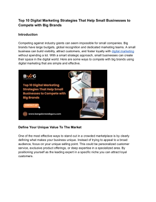 Top 10 Digital Marketing Strategies That Help Small Businesses to Compete with Big Brands
