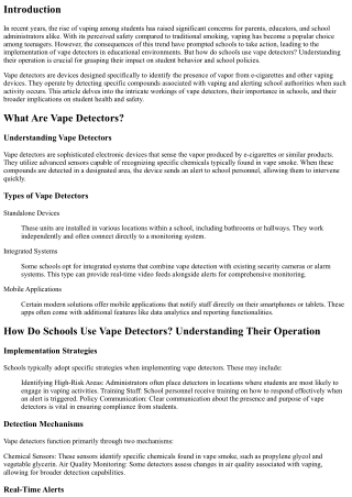 How Do Schools Use Vape Detectors? Understanding Their Operation
