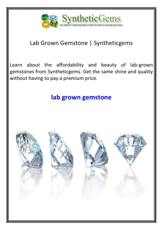 Lab Grown Gemstone  Syntheticgems