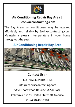 Air Conditioning Repair Bay Area  Ecohvaccontracting