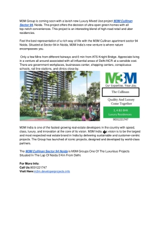 m3m group is coming soon with a lavish new luxury