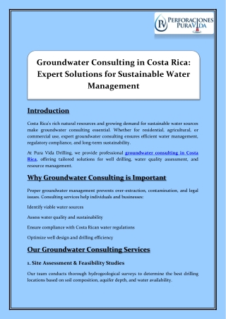 groundwater consulting in costa rica expert