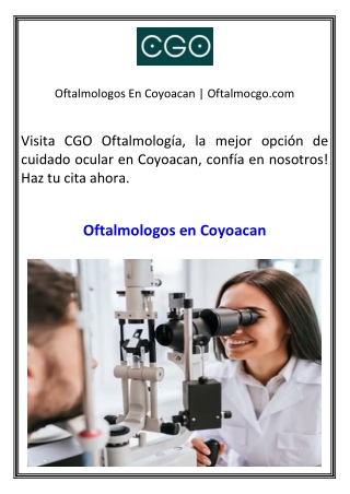 oftalmologos en coyoacan oftalmocgo com