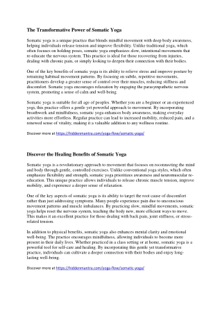 the transformative power of somatic yoga
