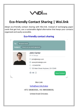 Eco-friendly Contact Sharing | Woi.link