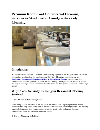 Premium Restaurant Commercial Cleaning Services in Westchester County