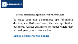 Mobile Ecommerce App Builder  Brillocraft.com