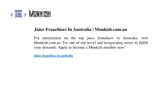 Juice Franchises In Australia Monkish.com.au