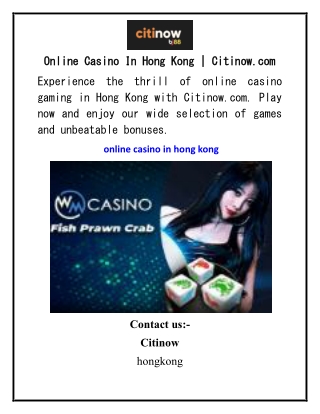 Online Casino In Hong Kong  Citinow