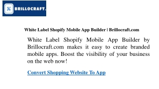 White Label Shopify Mobile App Builder  Brillocraft.com