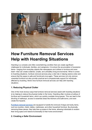 how furniture removal services help with hoarding