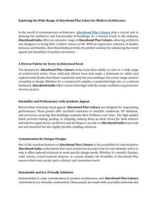 Exploring the Wide Range of Alucobond Plus Colors for Modern Architecture