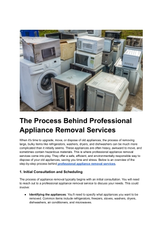 The Process Behind Professional Appliance Removal Services