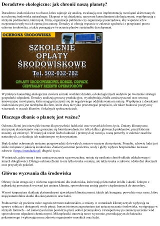 doradztwo ekologiczne jak chroni nasz planet