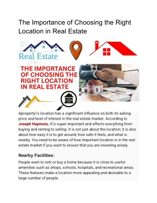 Joseph Haymore The Power of Location in Real Estate