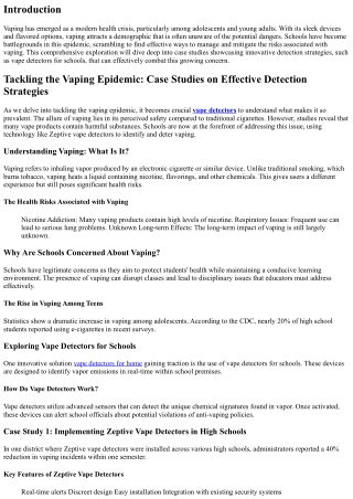 Tackling the Vaping Epidemic: Case Studies on Effective Detection Strategies