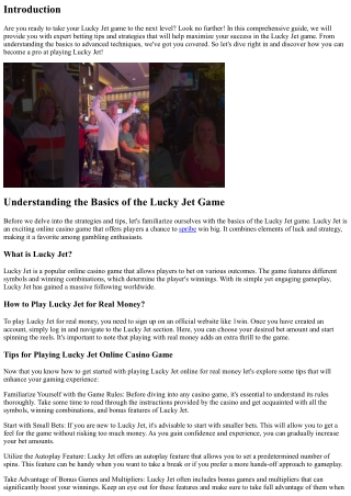 Betting Tips and Strategies to Maximize Your Success in the Lucky Jet Game