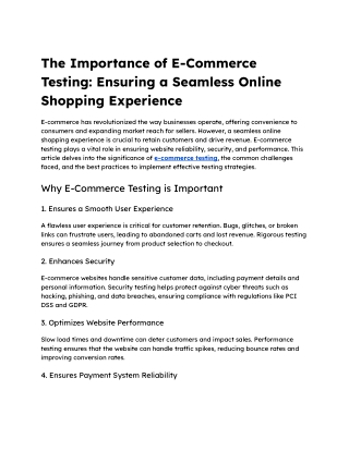 The Importance of E-Commerce Testing_ Ensuring a Seamless Online Shopping Experience