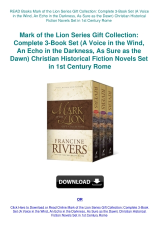 READ Books Mark of the Lion Series Gift Collection Complete 3-Book Set (A Voice in the Wind  An Echo