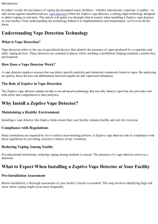 What to Expect When Installing a Zeptive Vape Detector at Your Facility