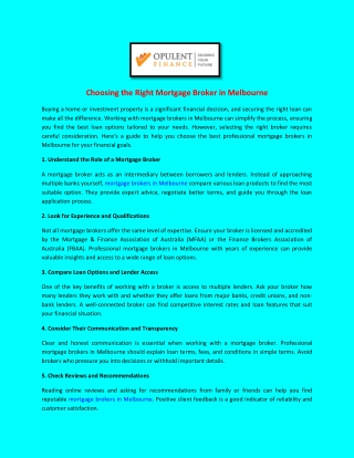 Choosing the Right Mortgage Broker in Melbourne