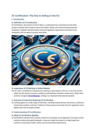 CE Certification-The Key to Selling in the EU