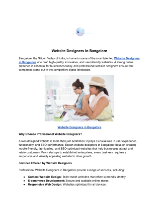 Website Designers in Bangalore