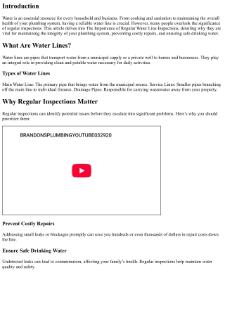 The Importance of Regular Water Line Inspections