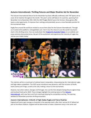 Thrilling Fixtures and Major Rivalries Set for November
