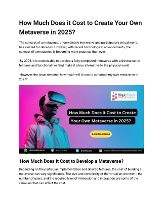How Much Does it Cost to Create Your Own Metaverse in 2025