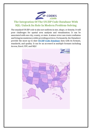 The Integration Of The US ZIP Code Database With SQL: Unlock Its Role In Modern