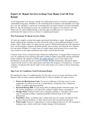 Expert AC Repair Services to Keep Your Home Cool All Year Round