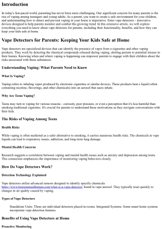 Vape Detectors for Parents: Keeping Your Kids Safe at Home