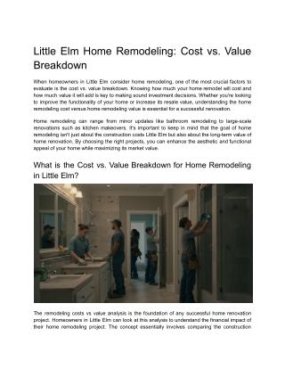 little elm home remodeling cost vs value breakdown