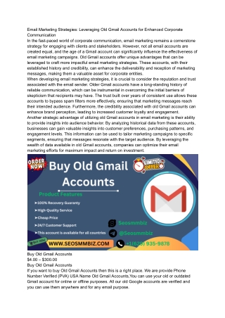 Where to Buy Old Gmail Accounts