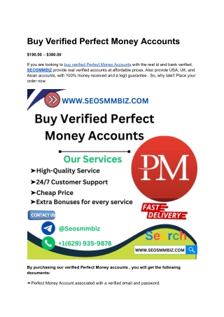 Where to Buy Verified Perfect Money Accounts
