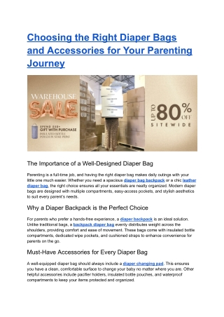 Choosing the Right Diaper Bags and Accessories for Your Parenting Journey
