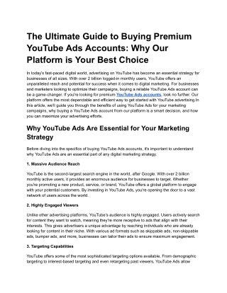 The Ultimate Guide to Buying Premium YouTube Ads Accounts_ Why Our Platform is Your Best Choice