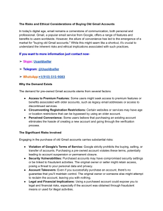 The Risks and Ethical Considerations of Buying Old Gmail Accounts