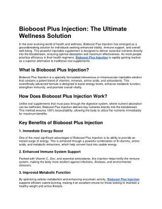 bioboost plus injection the ultimate wellness