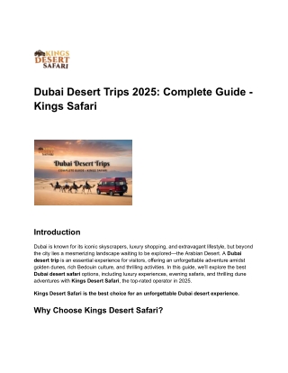 Dubai Desert Trips 2025_ Complete Guide - Kings Safari