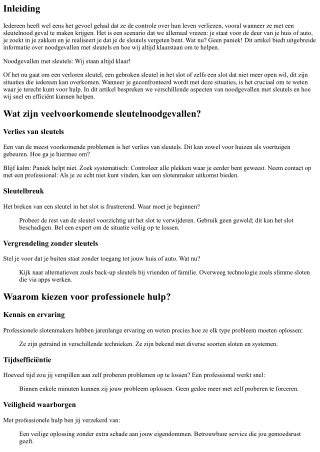 Noodgevallen met sleutels: Wij staan altijd klaar!