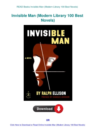 READ Books Invisible Man (Modern Library 100 Best Novels)
