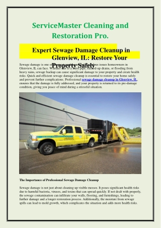 Expert Sewage Damage Cleanup in Glenview, IL Restore Your Property Safely