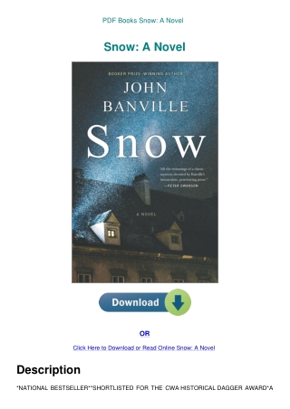 PDF Books Snow A Novel